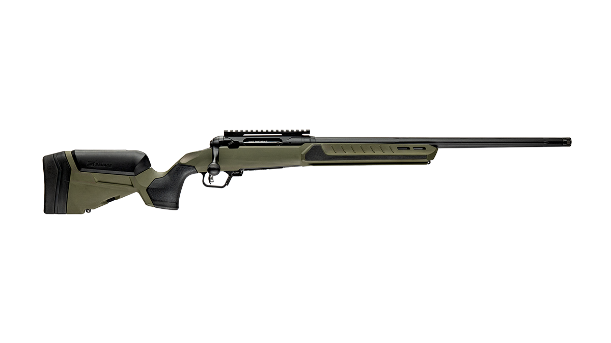 Savage Arms 32641 110 Core Predator Full Size 308 Win 10+1 22" Medium Heavy Fluted Barrel, Arca Rail Forend, Hunter Green AccuStock w/AccuFit V2 Synthetic Stock, Left Hand