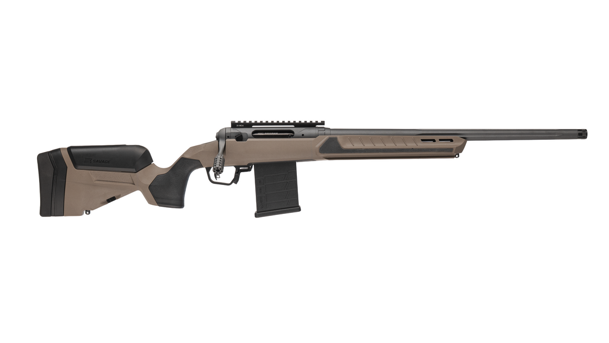 Savage Arms 32676 110 Core Tactical 338 ARC 10+1 16.50" Medium Heavy Fluted Barrel, Arca Rail Forend, Coyote Tan AccuStock w/AccuFit V2 Synthetic Stock, Right Hand
