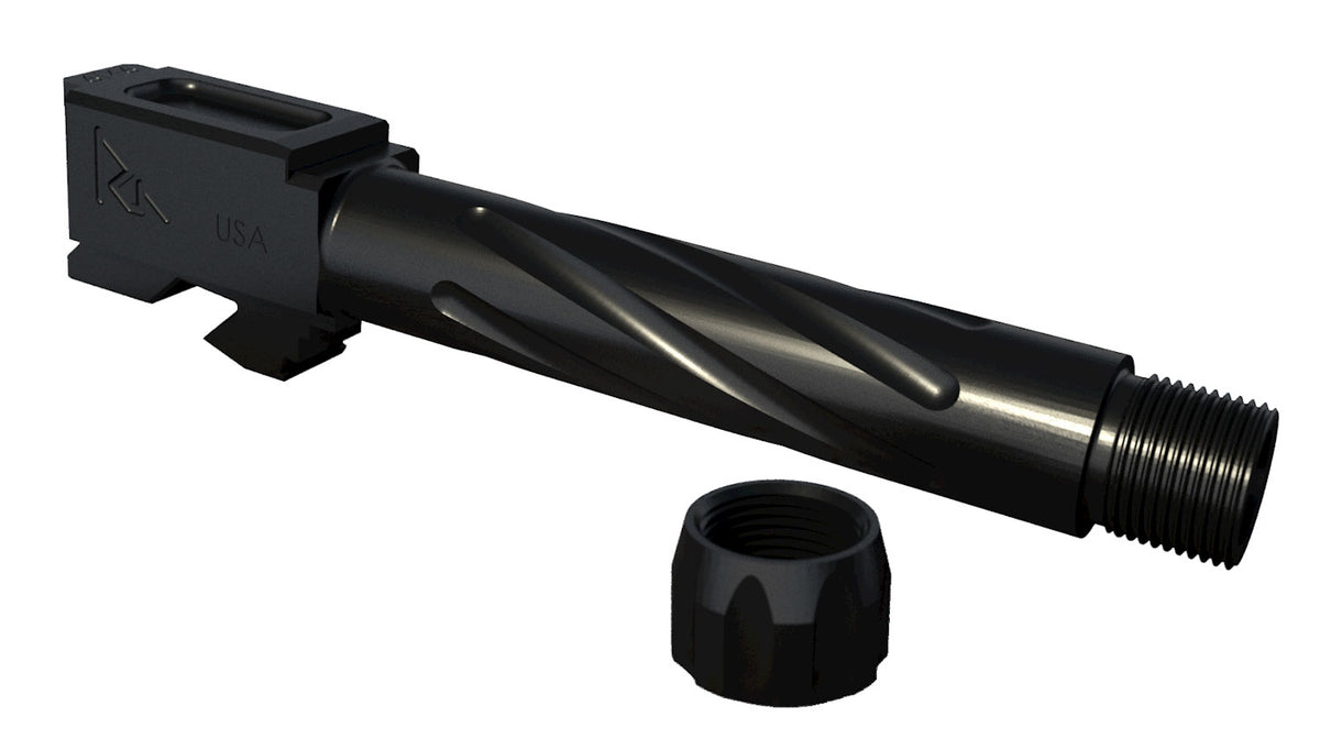 Rival Arms RA20G202A 9mm Luger 4.02" Match-Grade Drop-In Barrel Black PVD Fluted Threaded for Glock 19 Gen3-4