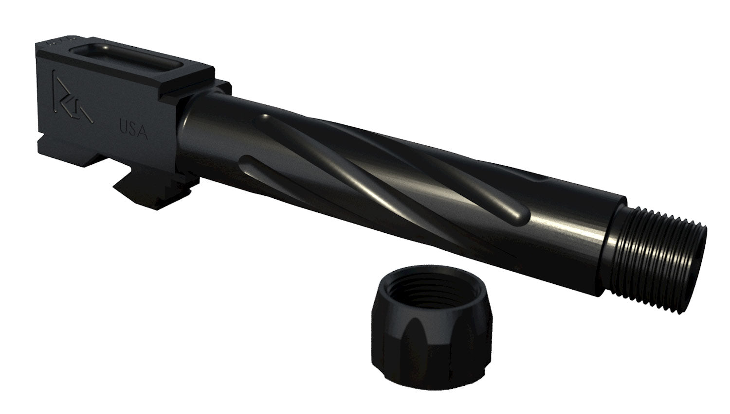 Rival Arms RA20G202A 9mm Luger 4.02" Match-Grade Drop-In Barrel Black PVD Fluted Threaded for Glock 19 Gen3-4