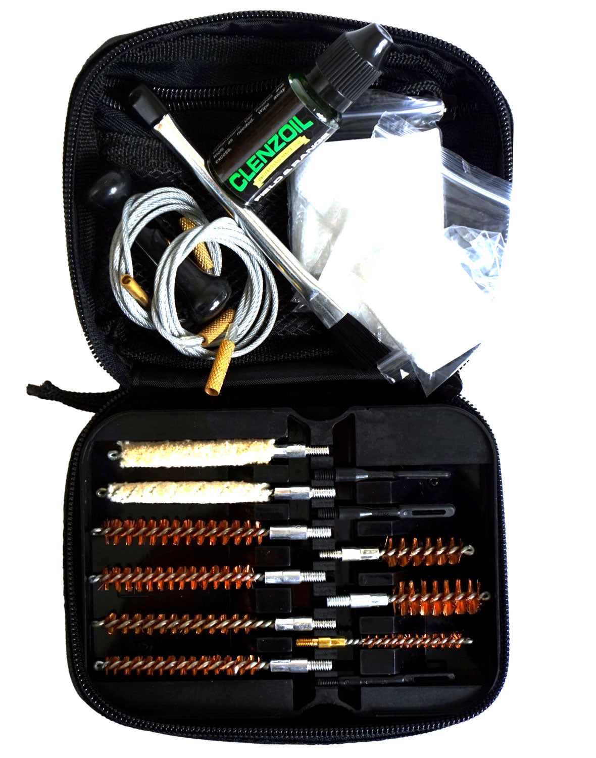 Clenzoil 2335 Multi-Caliber Rifle Gun Cleaning Kit 21-Piece with Pull Cable Black