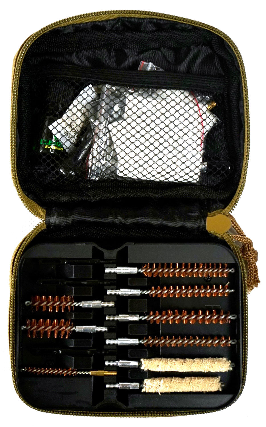 Clenzoil 2830 Multi-Caliber Rifle Gun Cleaning Kit 21-Piece with Pull Cable Tan