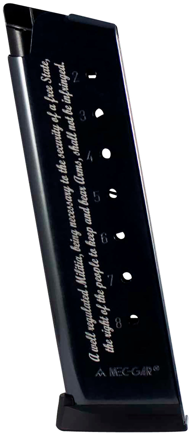 Mec-Gar 8-Round .45 ACP Blued Magazine for 1911 Government with Engraved 2nd Amendment