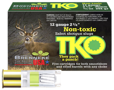 Brenneke 12 Gauge Shotgun Ammo Tin KnockOut Hunting 2.75 in 2/3 oz Slug