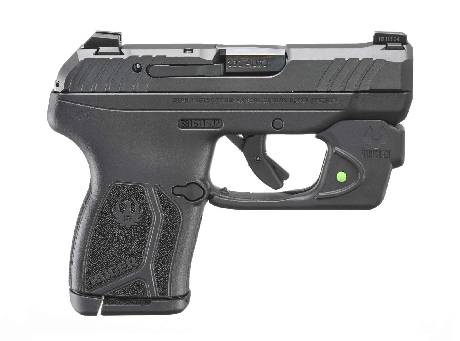 dRUGER LCP MAX 380ACP 2.8" BBL, BLACK, VIRIDIAN E LASER, 1-10RD MAG