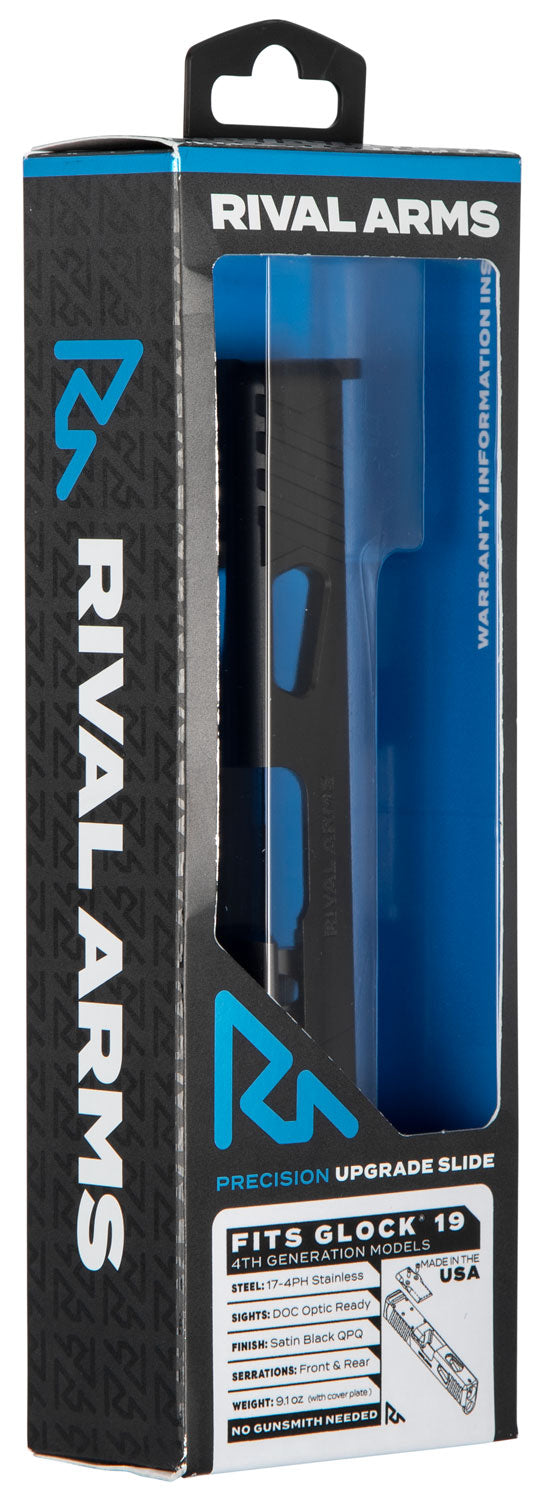 Rival Arms RA10G206A Glock 19 Gen4 Precision Slide A1 with Docter Cut QPQ Case Hardened Stainless