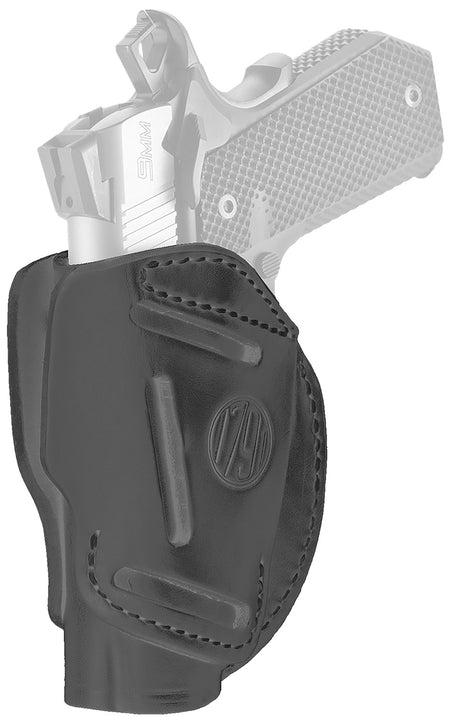 1791 Gunleather 3WH1SBLA IWB/OWB Concealment Holster Size 01 Stealth Black Leather 1911 Ambidextrous
