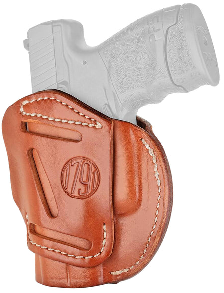 1791 Gunleather Size 03 Classic Brown Steerhide 3-Way Holster IWB/OWB Belt Loop - Glock 26 / Ruger LC9 / S&W M&P Shield Ambidextrous