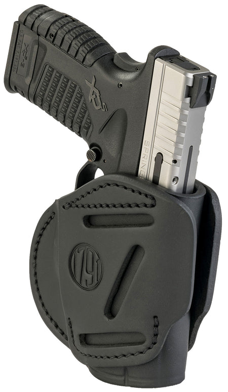 1791 Gunleather Size 04 Stealth Black Steerhide 3-Way Holster IWB/OWB Belt Loop - Walther PPS / Taurus G2C / Springfield XDS Ambidextrous