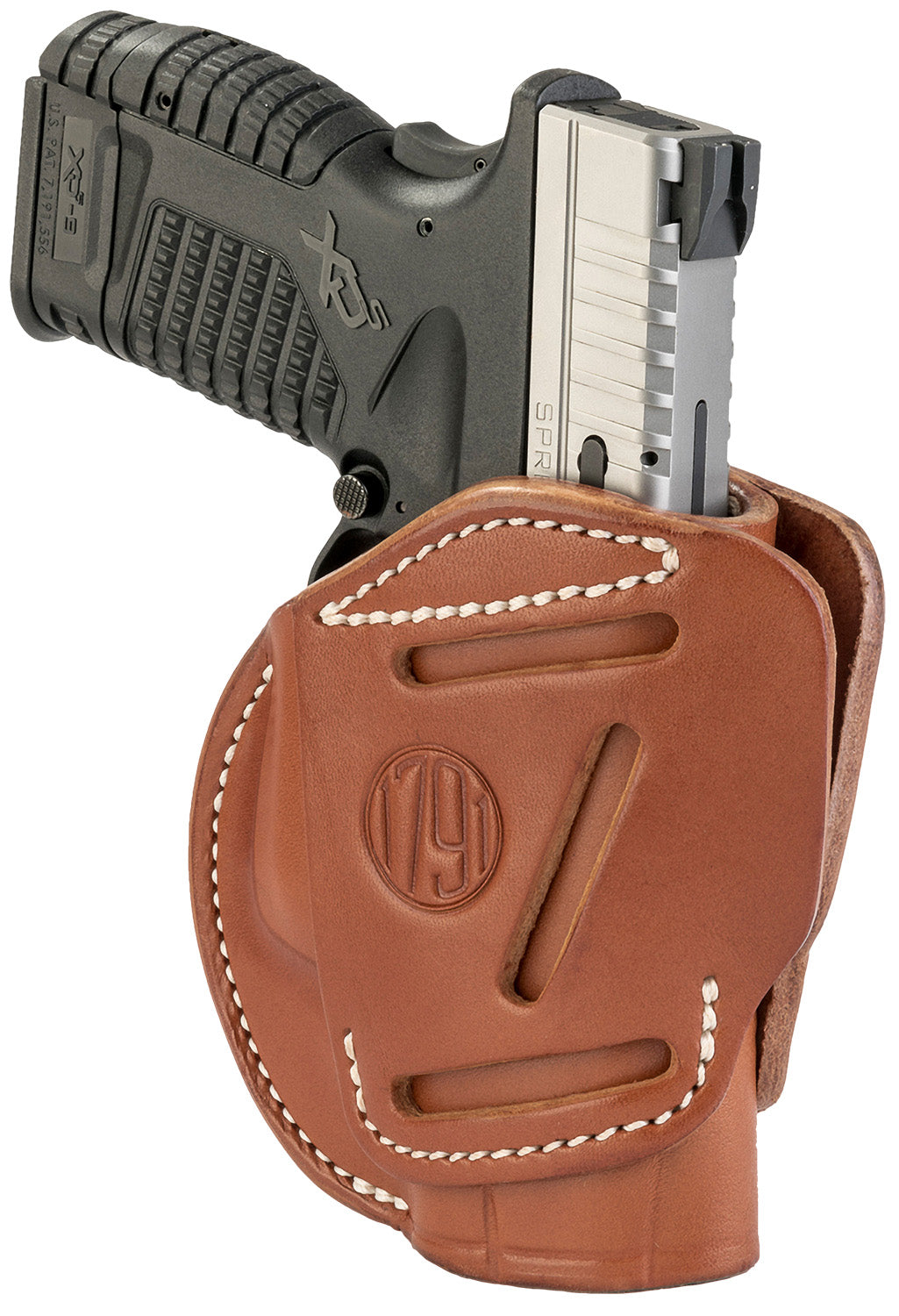 1791 Gunleather Size 04 Classic Brown Steerhide 3-Way Holster IWB/OWB Belt Loop - Walther PPS / Taurus G2C / Springfield XDS Ambidextrous