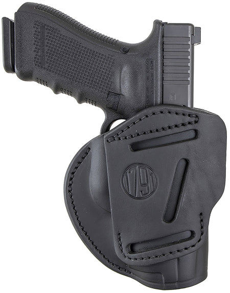 1791 Gunleather Size 05 Stealth Black Steerhide 3-Way Holster IWB/OWB Belt Loop - Glock 17 / Springfield XD / S&W M&P / HK VP9 Ambi