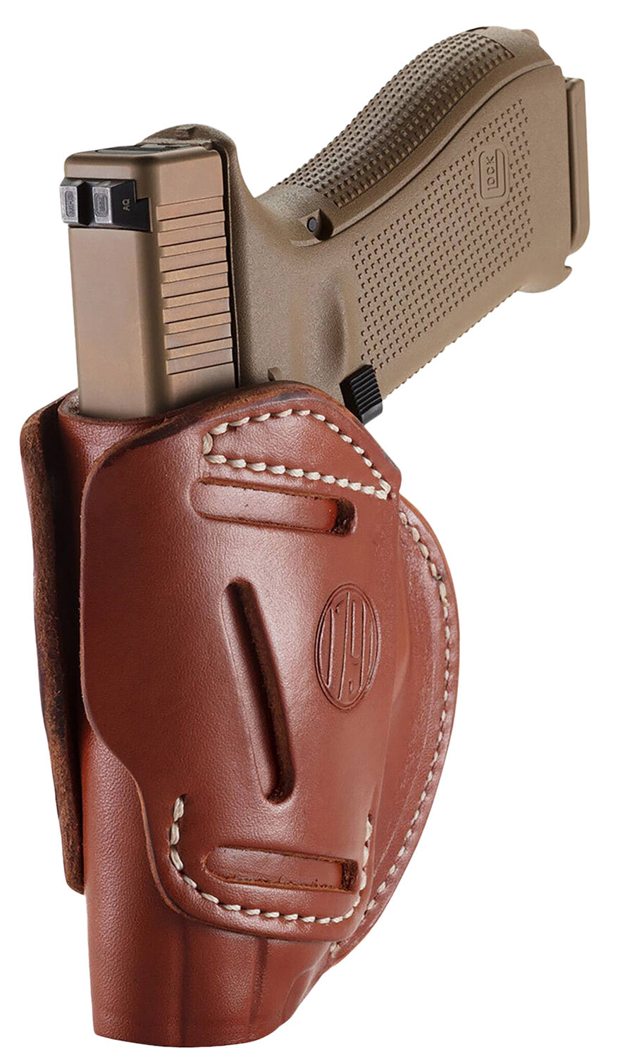 1791 Gunleather Size 05 Classic Brown Steerhide 3-Way Holster IWB/OWB Belt Loop - Glock 17 / Springfield XD / S&W M&P / HK VP9 Ambi