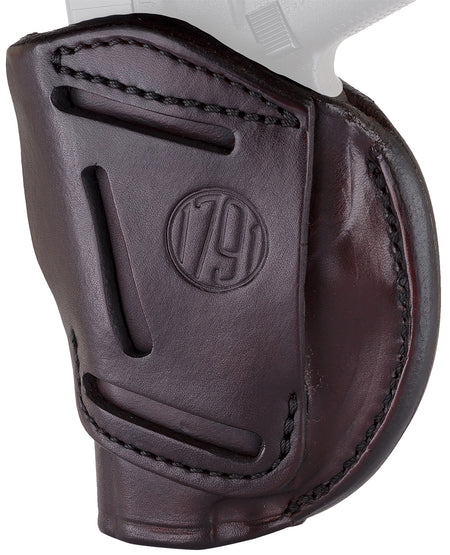 1791 Gunleather Size 01 Signature Brown Steerhide 4-Way Holster IWB/OWB Belt Clip - 1911 3-4" Right Hand