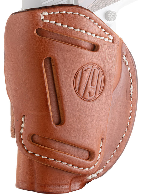 1791 Gunleather Size 01 Classic Brown Steerhide 4-Way Holster IWB/OWB Belt Clip - 1911 3-4" Barrel Compatible