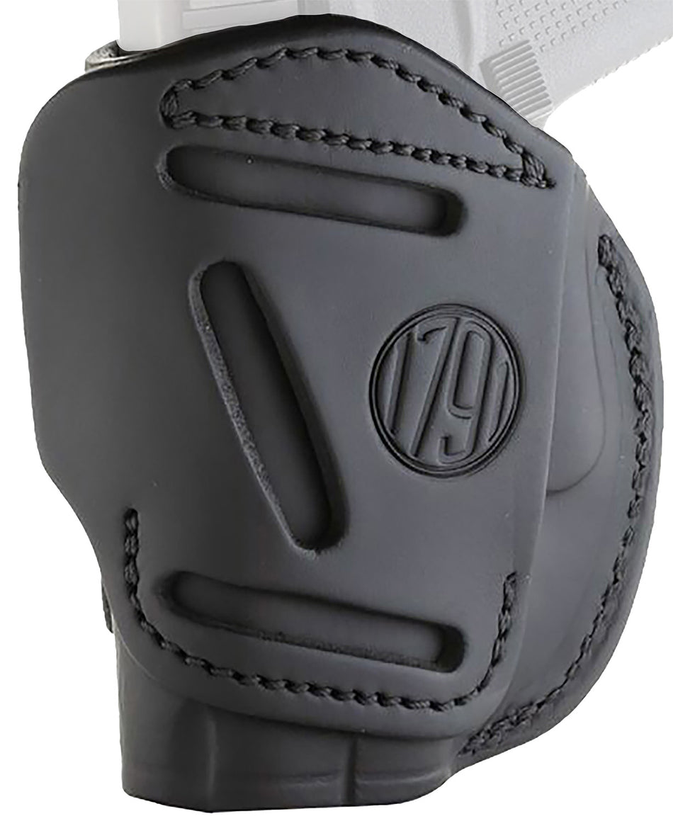 1791 Gunleather Size 02 Stealth Black Steerhide 4-Way Holster IWB/OWB Belt Clip - Ruger LCP / S&W Bodyguard / Glock 43 Right Hand