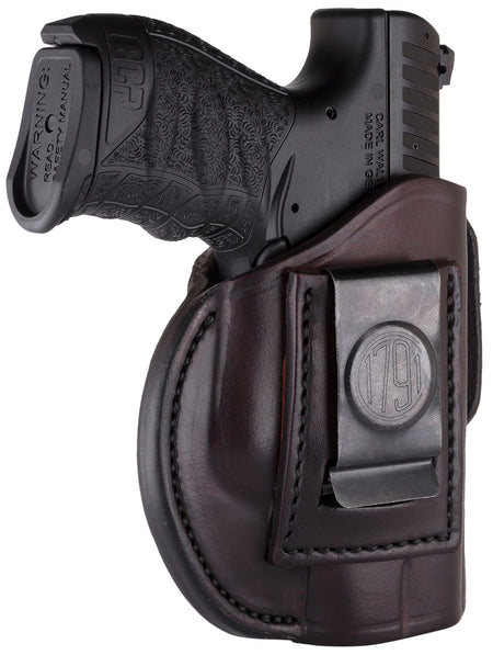 1791 Gunleather Size 03 Signature Brown Steerhide 4-Way Holster IWB/OWB Belt Clip - Glock 26 / Ruger LC9 / M&P Shield 2.0 Right Hand