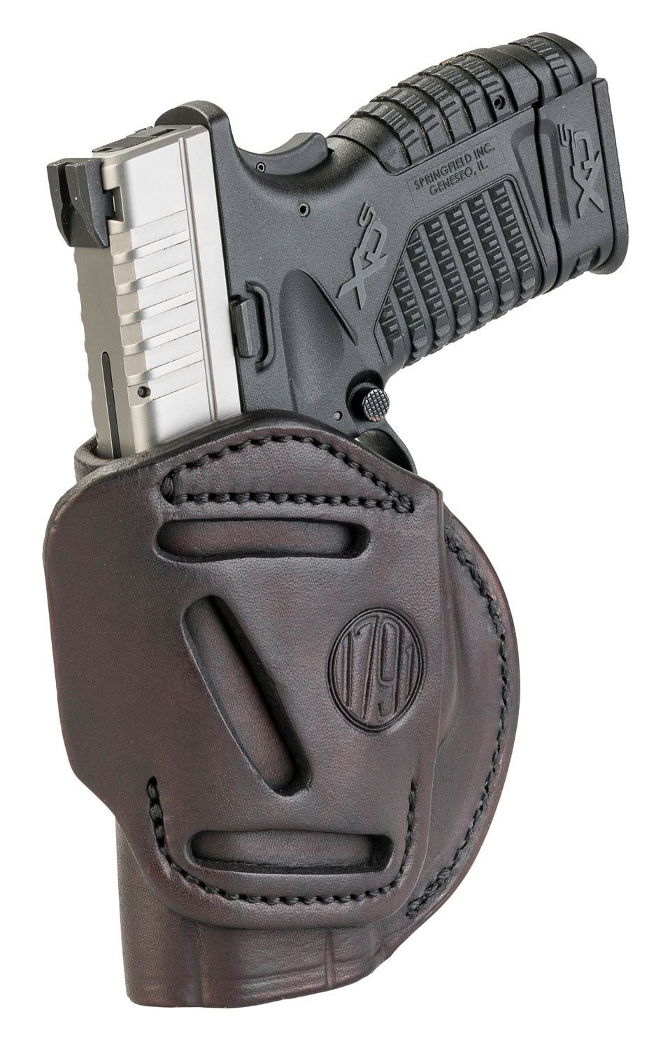 1791 Gunleather Size 04 Signature Brown Steerhide 4-Way Holster IWB/OWB Belt Clip - Glock 26 / Springfield XDS / S&W Shield Right Hand
