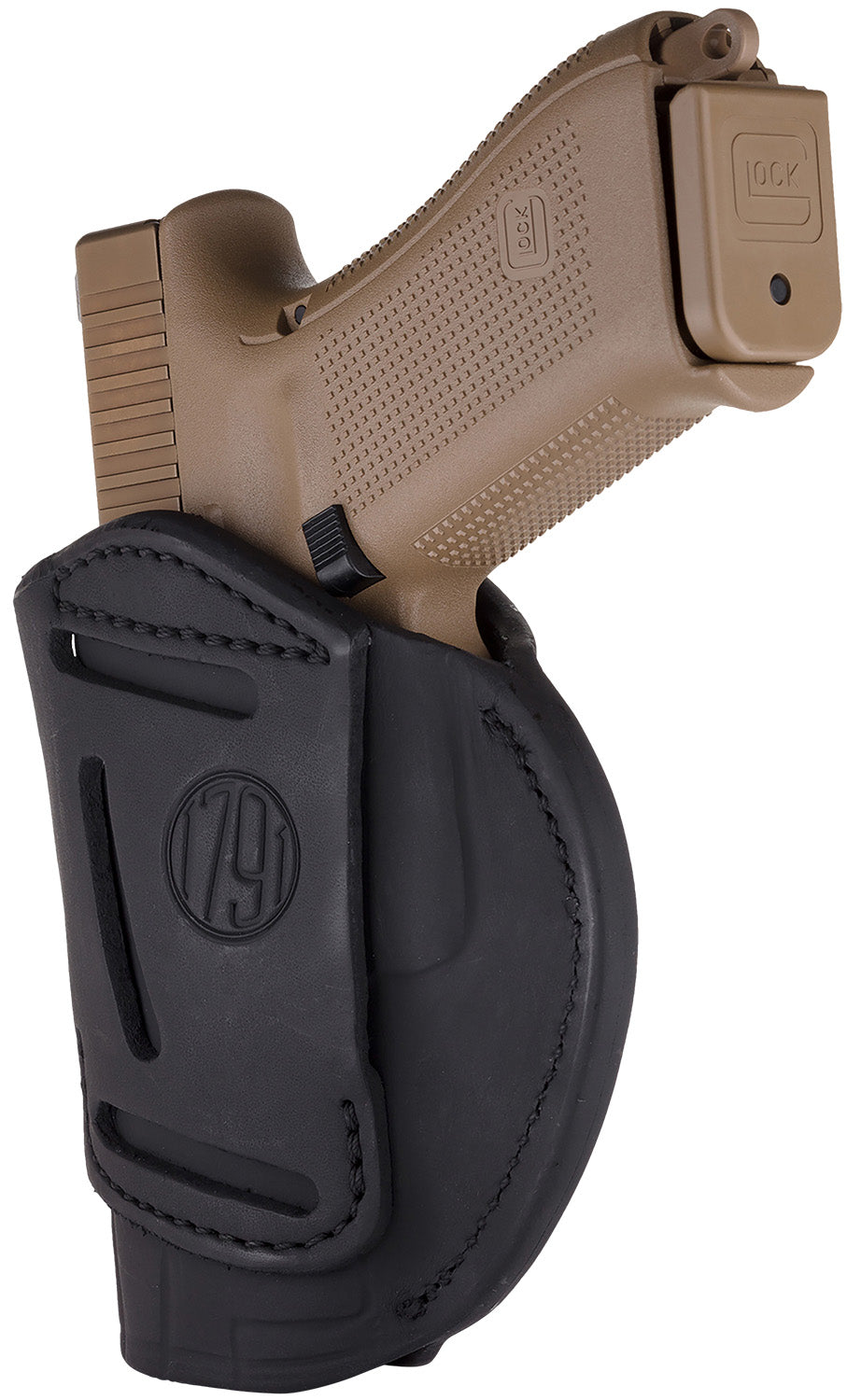1791 Gunleather Size 05 Stealth Black Steerhide 4-Way Holster IWB/OWB Belt Clip - Glock 17 / Springfield XD / S&W M&P / HK VP9