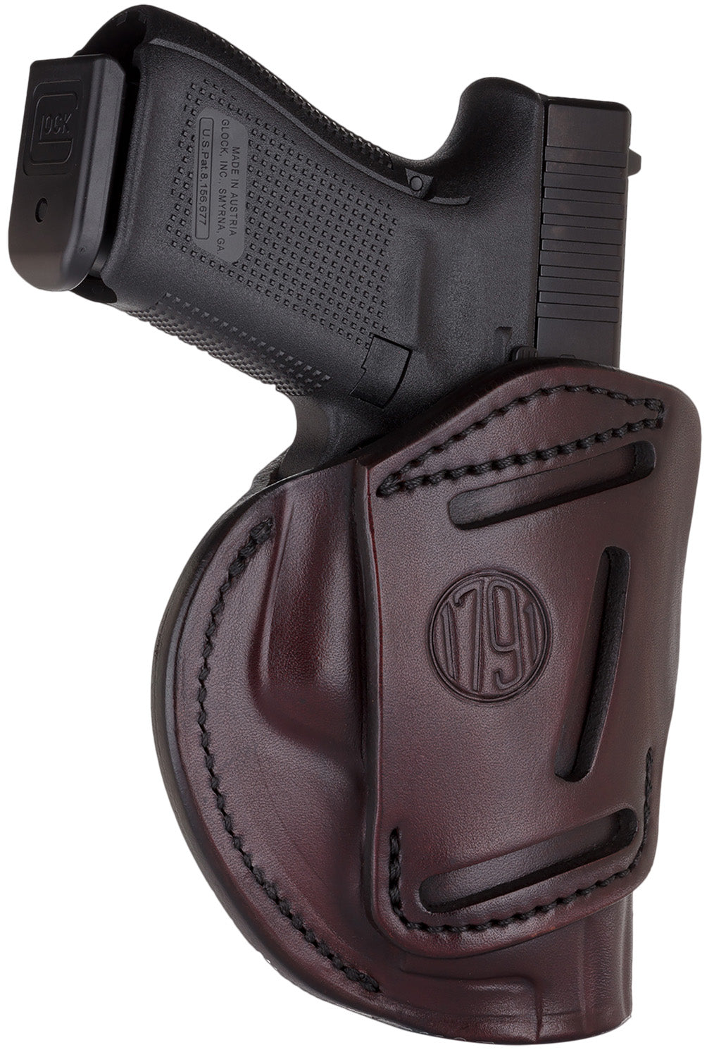 1791 Gunleather Size 05 Signature Brown Steerhide 4-Way Holster IWB/OWB Belt Clip - Glock 17 / Springfield XD / S&W M&P / HK VP9