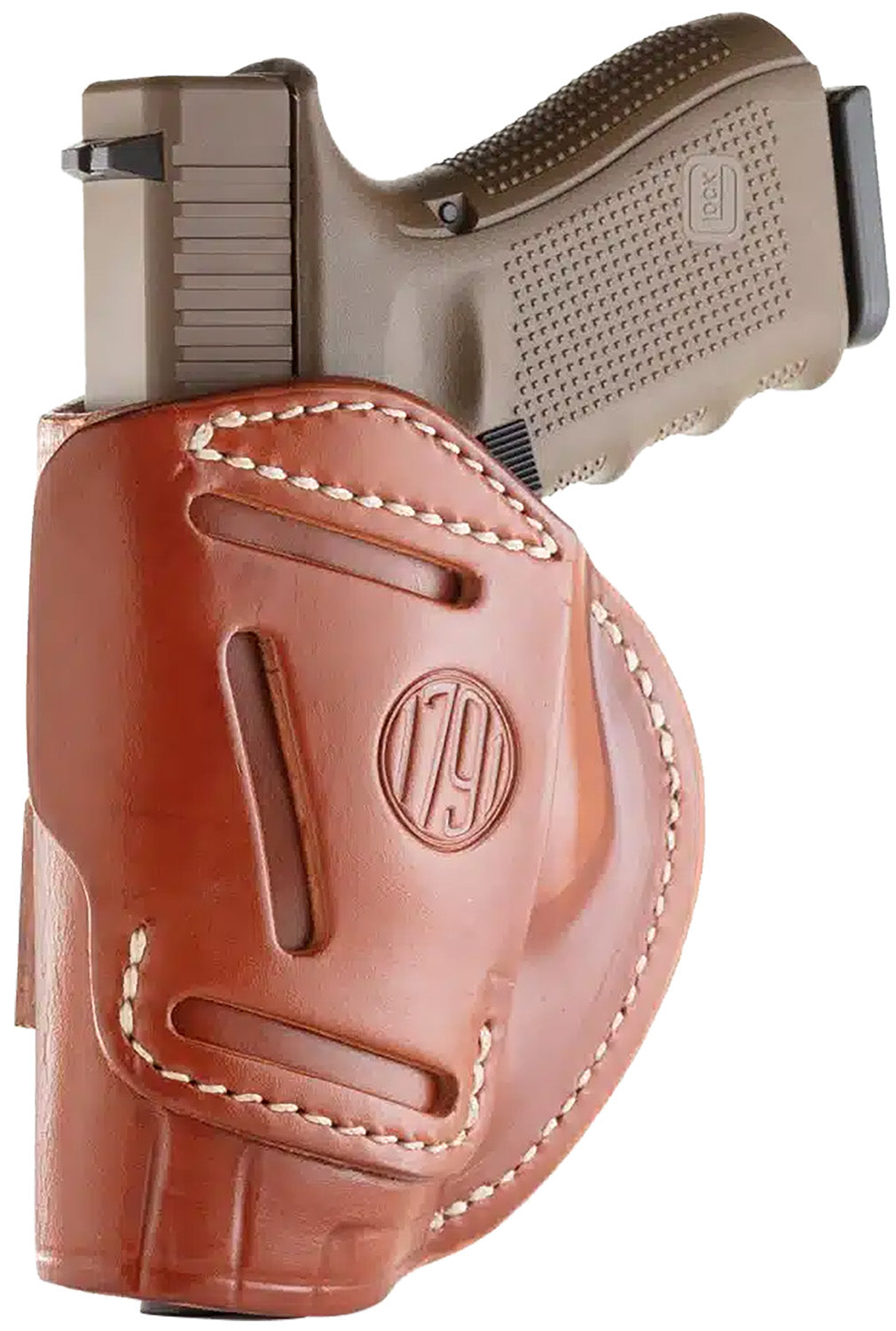 1791 Gunleather Size 05 Classic Brown Steerhide 4-Way Holster IWB/OWB Belt Clip - Glock 17 / Springfield XD / S&W M&P / HK VP9