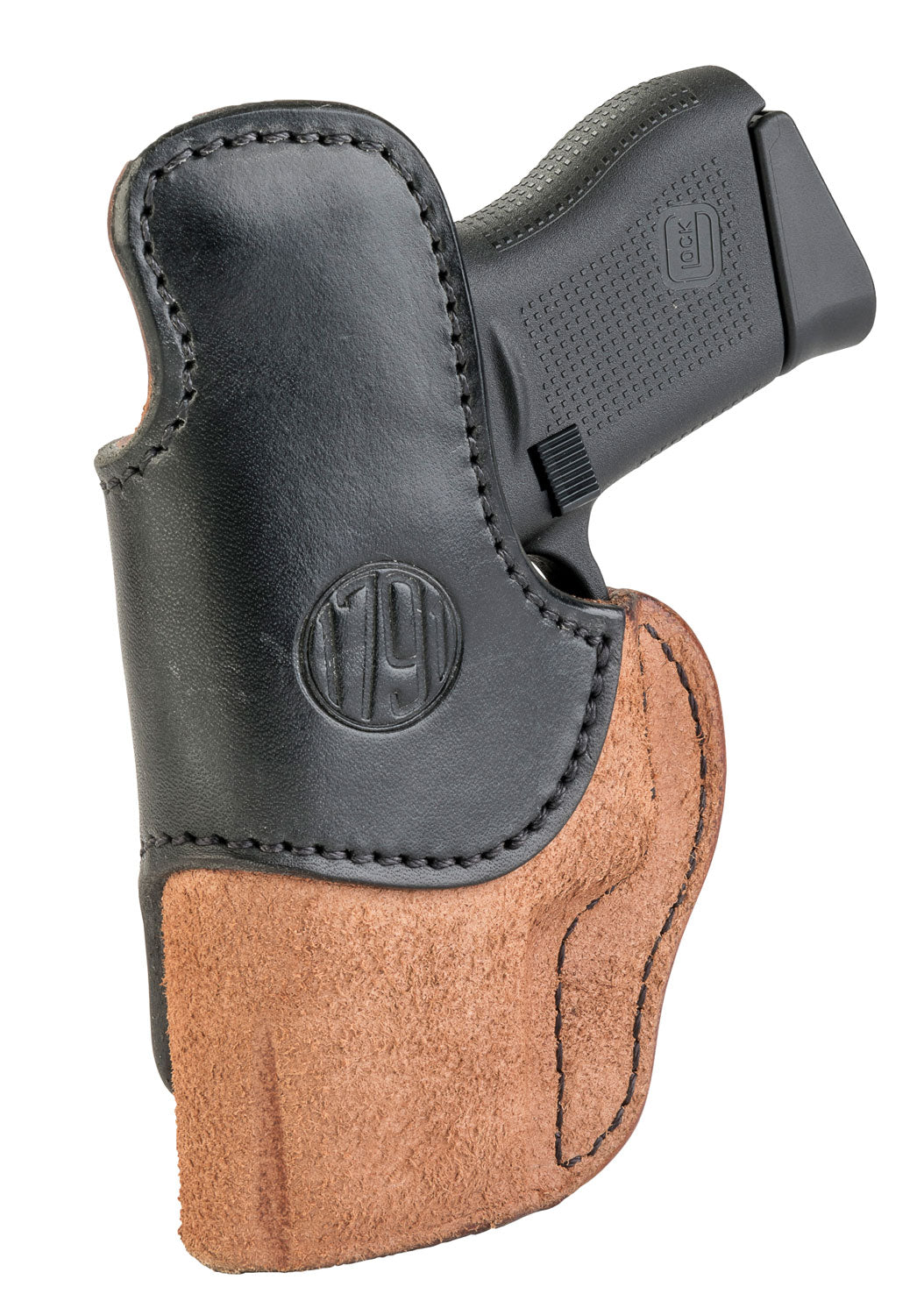 1791 Gunleather Rigid IWB Holster Size 03 Black/Brown Leather Belt Clip Glock 43/Ruger LC9 Right Hand