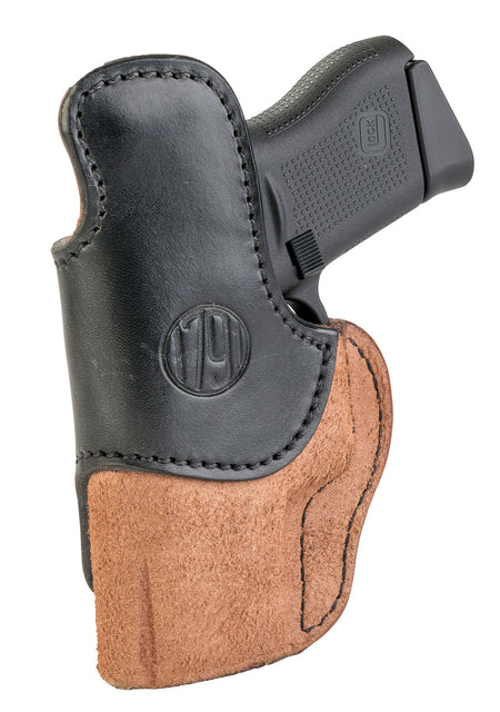 1791 Gunleather Rigid IWB Holster Size 03 Black/Brown Leather Belt Clip Glock 43/Ruger LC9 Right Hand
