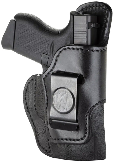 1791 Gunleather Rigid IWB Holster Size 03 All Black Leather Belt Clip Glock 43/Ruger LC9 Right Hand