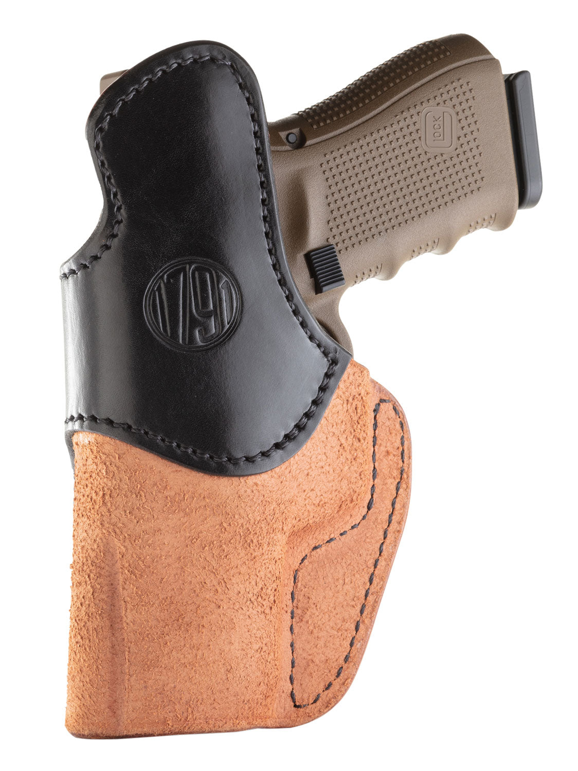 1791 Gunleather Rigid IWB Holster Size 04 Black/Brown Leather Belt Clip Glock 17/19/Sig P320 Right Hand