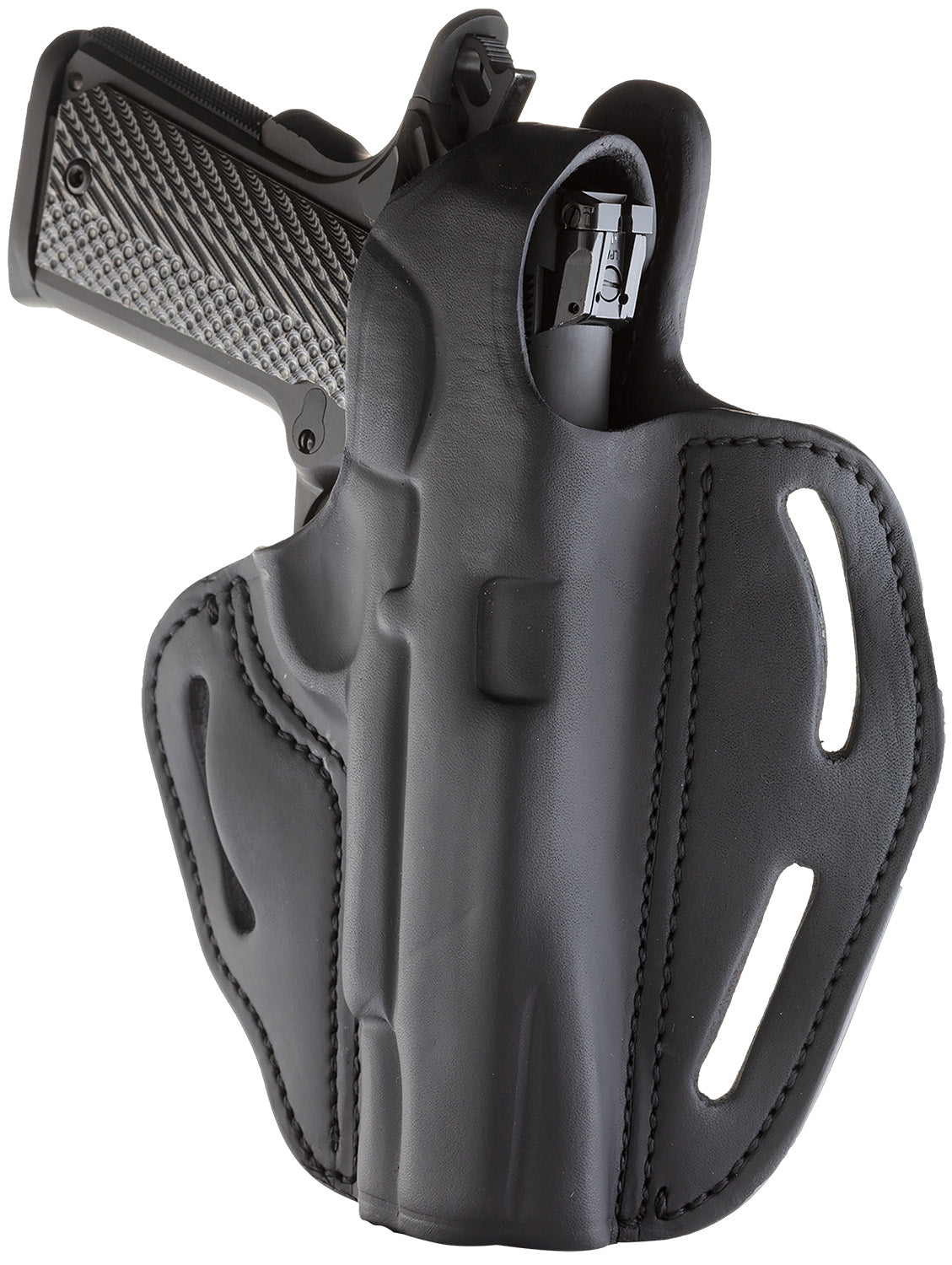 1791 Gunleather BHX Outside-the-Waistband Stealth Black Leather Belt Slide w/Retention Strap 1911 4-5" RH