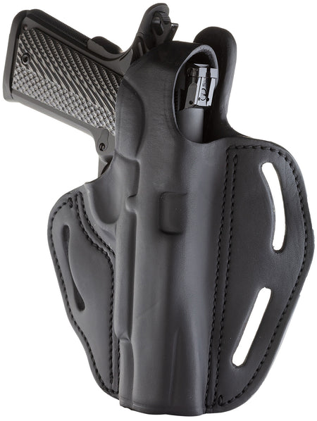 1791 Gunleather BHX Outside-the-Waistband Stealth Black Leather Belt Slide w/Retention Strap 1911 4-5" RH