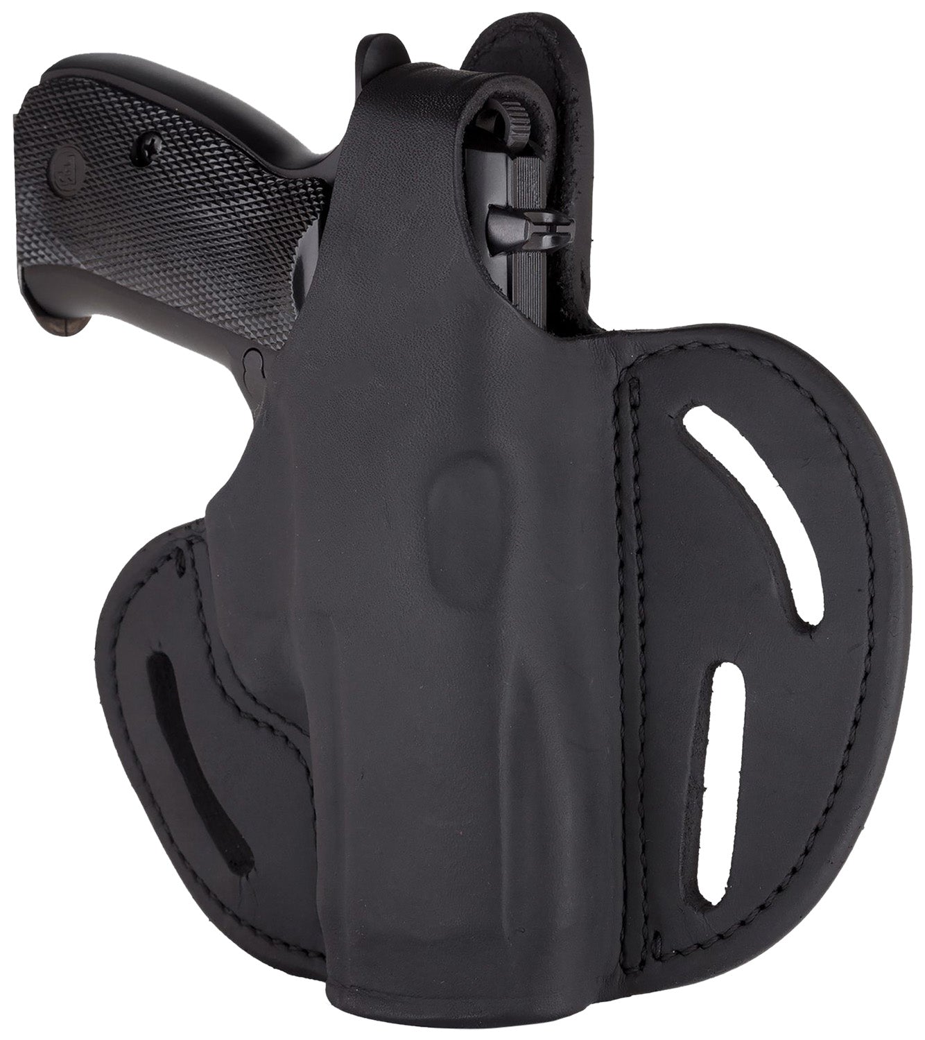 1791 Gunleather BHX Outside-the-Waistband Stealth Black Leather Belt Slide w/Retention Strap Glock/Shield RH