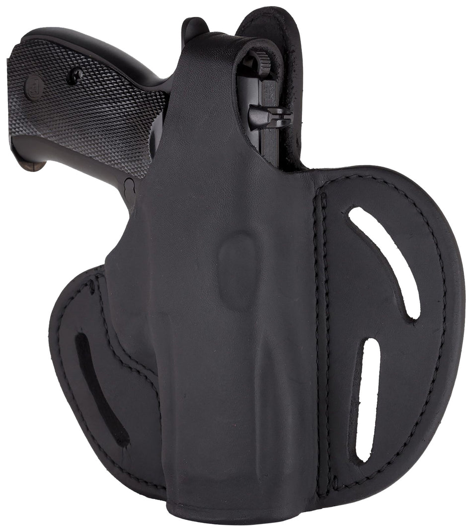 1791 Gunleather BHX Outside-the-Waistband Stealth Black Leather Belt Slide w/Retention Strap Glock/Shield RH