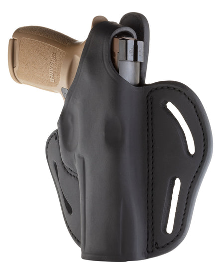1791 Gunleather BHX Outside-the-Waistband Stealth Black Leather Belt Slide w/Retention Strap Sig P320/Ruger Security-9