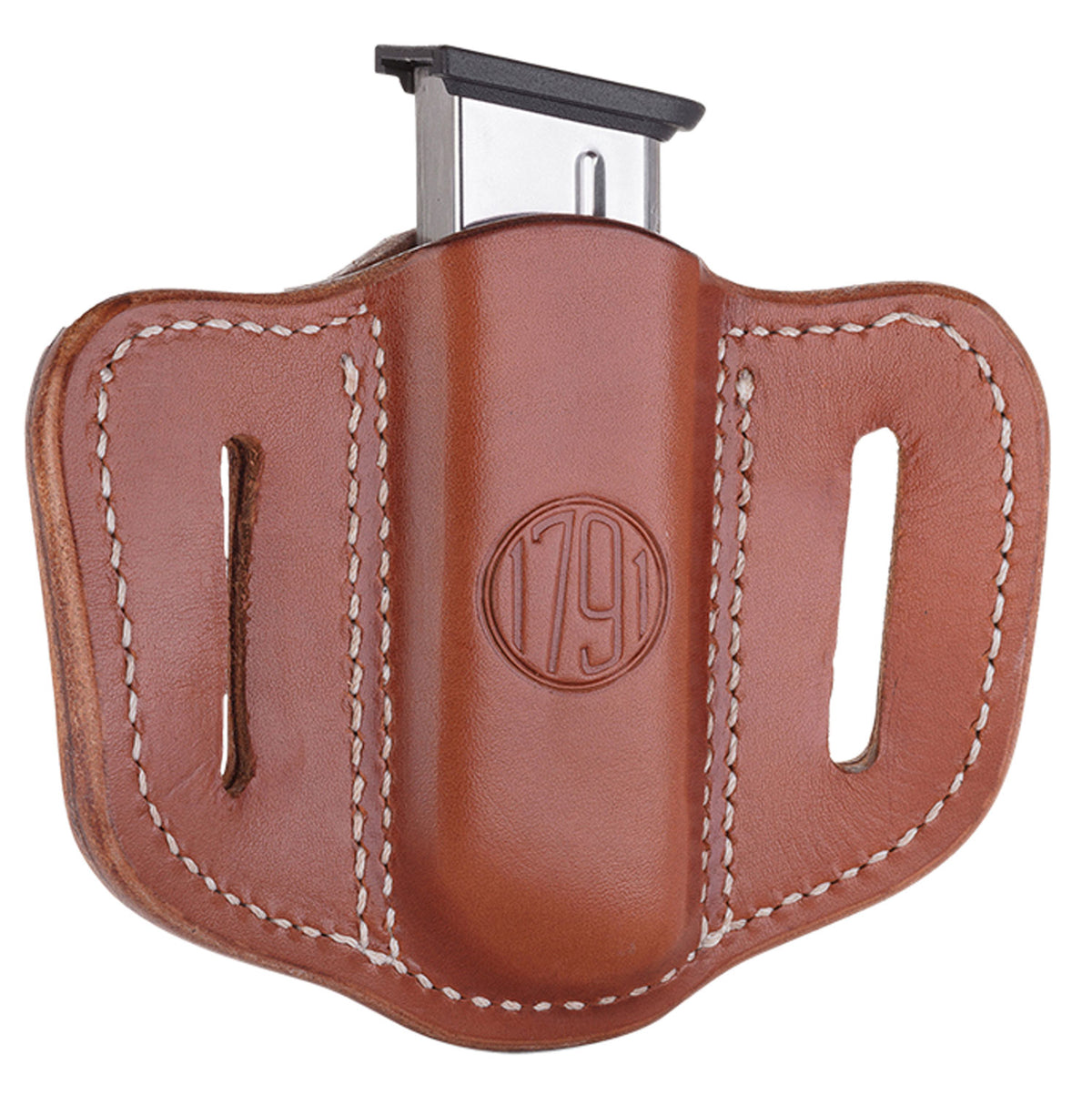 1791 Gunleather MAG1.1 Single Stack Magazine Holster Classic Brown Leather OWB Belt Slide Ambidextrous