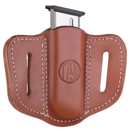 1791 Gunleather MAG1.1 Single Stack Magazine Holster Classic Brown Leather OWB Belt Slide Ambidextrous