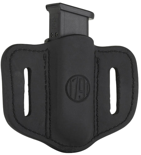1791 Gunleather MAG1.2 Double Stack Mag Holster Stealth Black Leather OWB Belt Slide Ambidextrous
