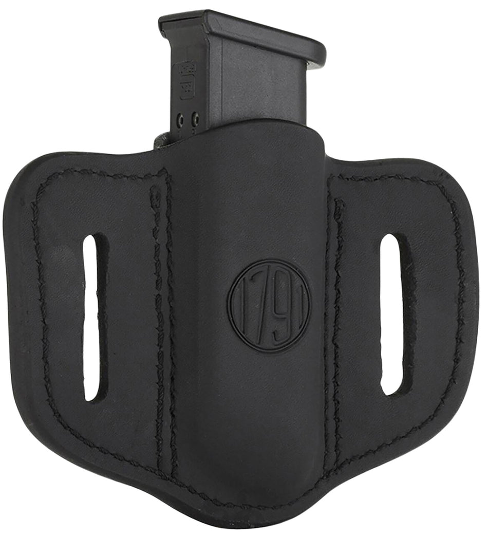 1791 Gunleather MAG1.2 Double Stack Mag Holster Stealth Black Leather OWB Belt Slide Ambidextrous