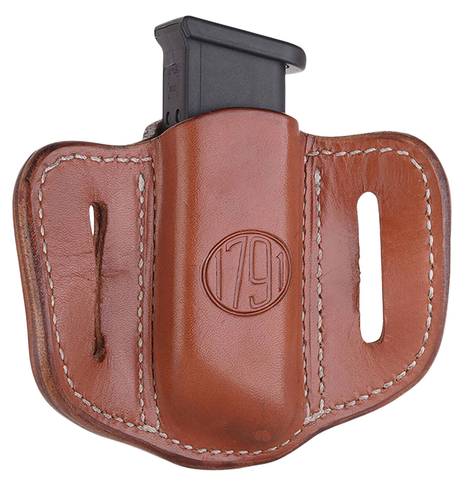1791 Gunleather MAG1.2 Classic Brown Leather Double Stack Mag Holster OWB Belt Slide Ambidextrous