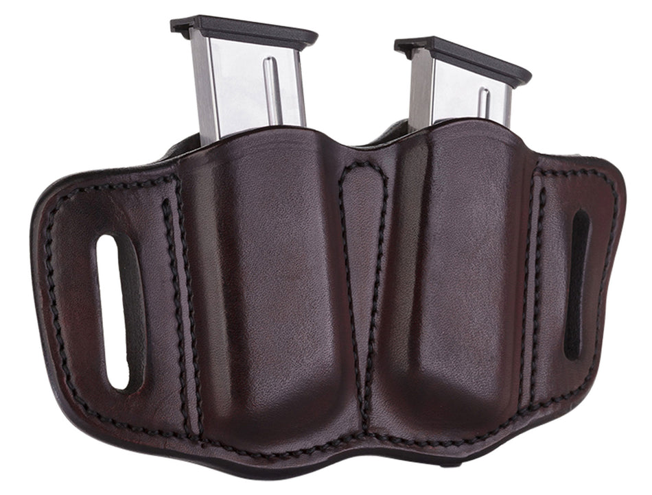 1791 Gunleather MAG2.1 Single Stack Double Mag Holster Sig Brown Leather OWB Belt Slide Ambidextrous