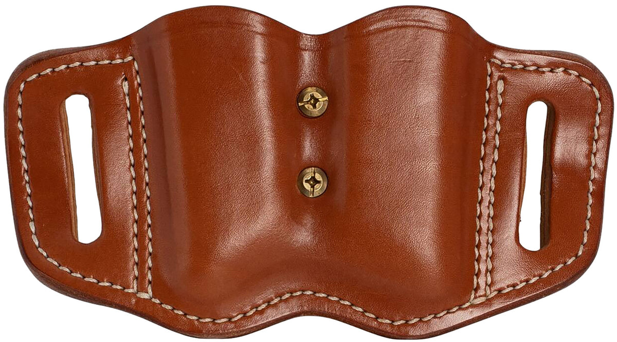 1791 Gunleather MAG2.1 Single Stack Double Mag Holster Classic Brown Leather OWB Belt Slide Ambidextrous
