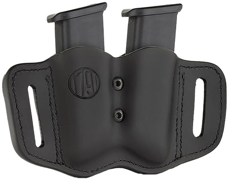 1791 Gunleather MAG-F Double Stack Double Mag Holster Stealth Black Leather OWB Belt Slide Ambidextrous