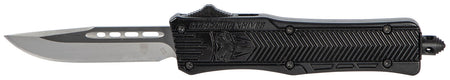 CobraTec SBCTK1SDNS CTK-1 Small OTF Knife 2.75" Drop Point Plain D2 Blade Black Aluminum Handle Pocket Clip