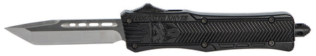 CobraTec SBCTK1STNS CTK-1 Small OTF Knife 2.75" Tanto Plain Black D2 Blade Black Aluminum Handle Pocket Clip