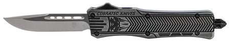 CobraTec SSWCTK1SDNS CTK-1 Small OTF Knife 2.75" Drop Point Plain D2 Blade Black Stonewashed Aluminum Handle Pocket Clip