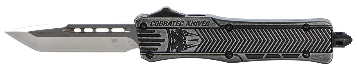 CobraTec SSWCTK1STNS CTK-1 Small OTF Knife 2.75" Tanto Plain D2 Blade Black Stonewashed Aluminum Handle Pocket Clip