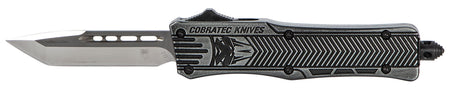 CobraTec SSWCTK1STNS CTK-1 Small OTF Knife 2.75" Tanto Plain D2 Blade Black Stonewashed Aluminum Handle Pocket Clip