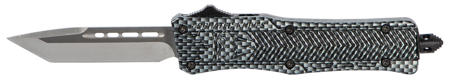 CobraTec SCFCTK1STNS CTK-1 Small OTF Knife 2.75" Tanto Plain D2 Blade Carbon Fiber Aluminum Handle Pocket Clip