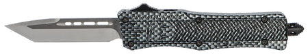 CobraTec SCFCTK1STNS CTK-1 Small OTF Knife 2.75" Tanto Plain D2 Blade Carbon Fiber Aluminum Handle Pocket Clip