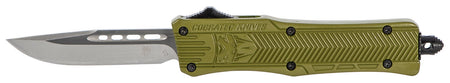 CobraTec SODCTK1SDNS CTK-1 Small OTF Knife 2.75" Drop Point Plain D2 Blade OD Green Aluminum Handle Pocket Clip