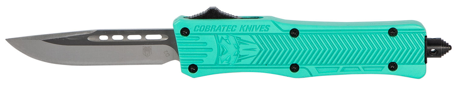 CobraTec STFCTK1SDNS CTK-1 Small OTF Knife 2.75" Drop Point Plain D2 Blade Tiffany Blue Aluminum Handle Pocket Clip